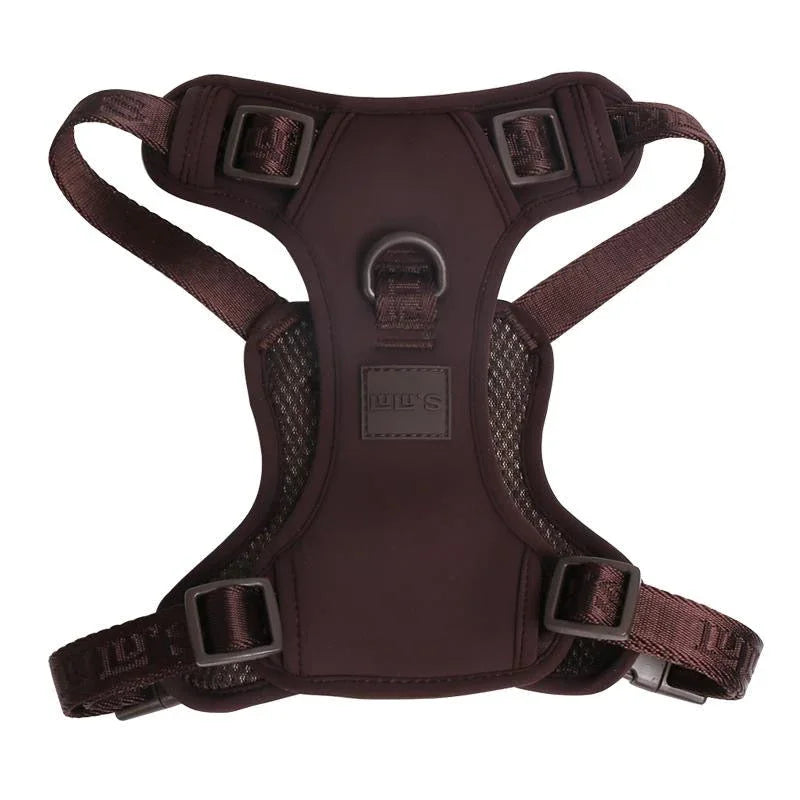 Espresso Brown Lulu's from Cali adjustable dog harness, back view