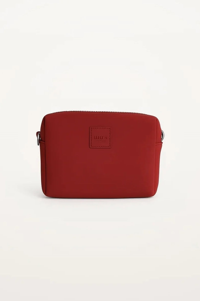 Lulu's from Cali horizontal dog walking pouch in Cherry Red, front view