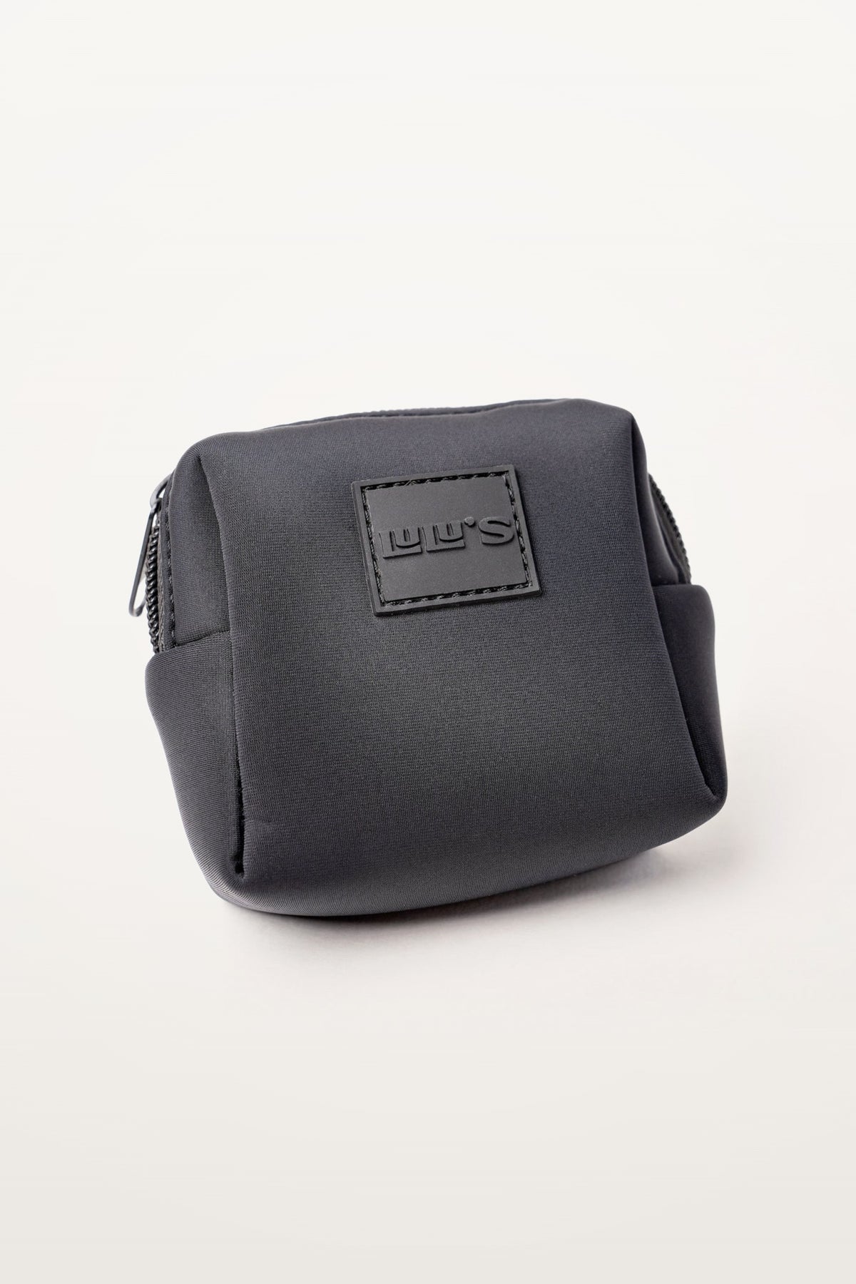 Midnight Black Lulu's from Cali mini pouch, angled view