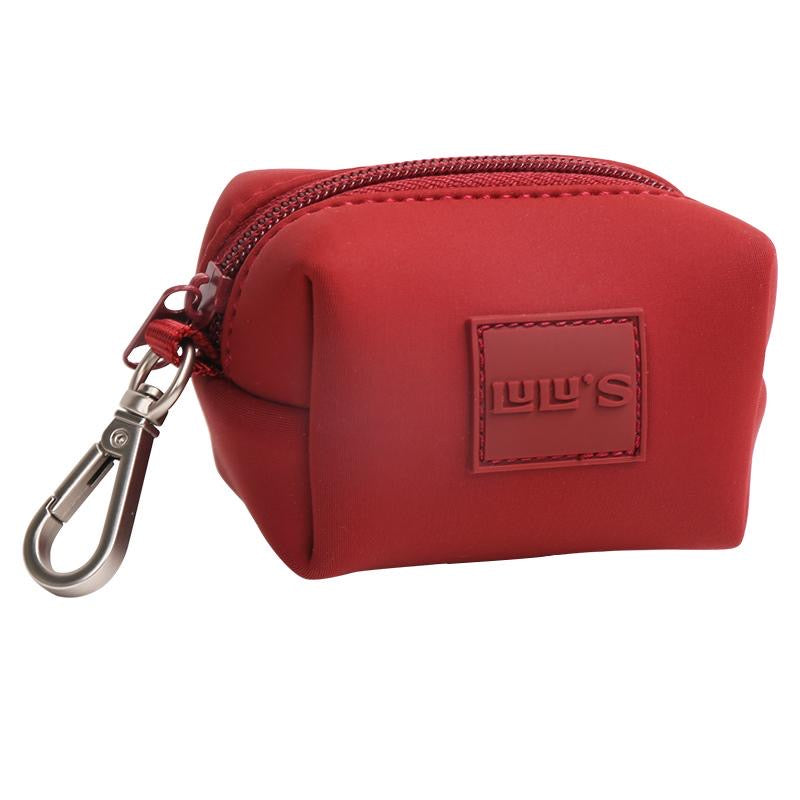 Lulu's cherry red waste bag pouch with silver clip