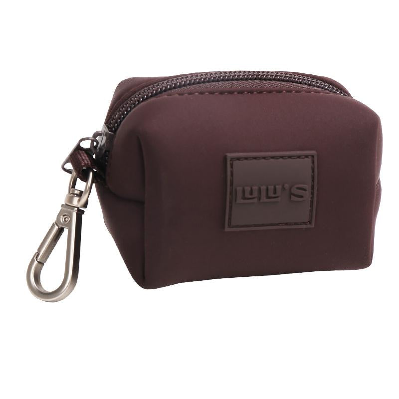 Lulu's Espresso brown waste bag pouch with silver clip