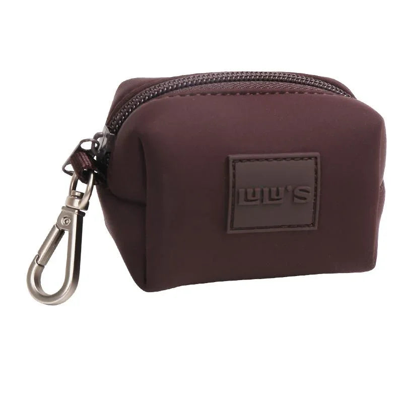 Lulu's Espresso brown waste bag pouch with silver clip