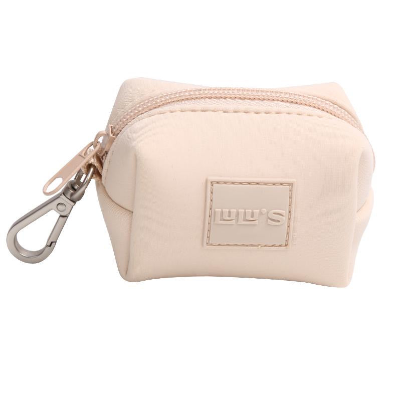 Lulu's out beige waste bag pouch with silver clip