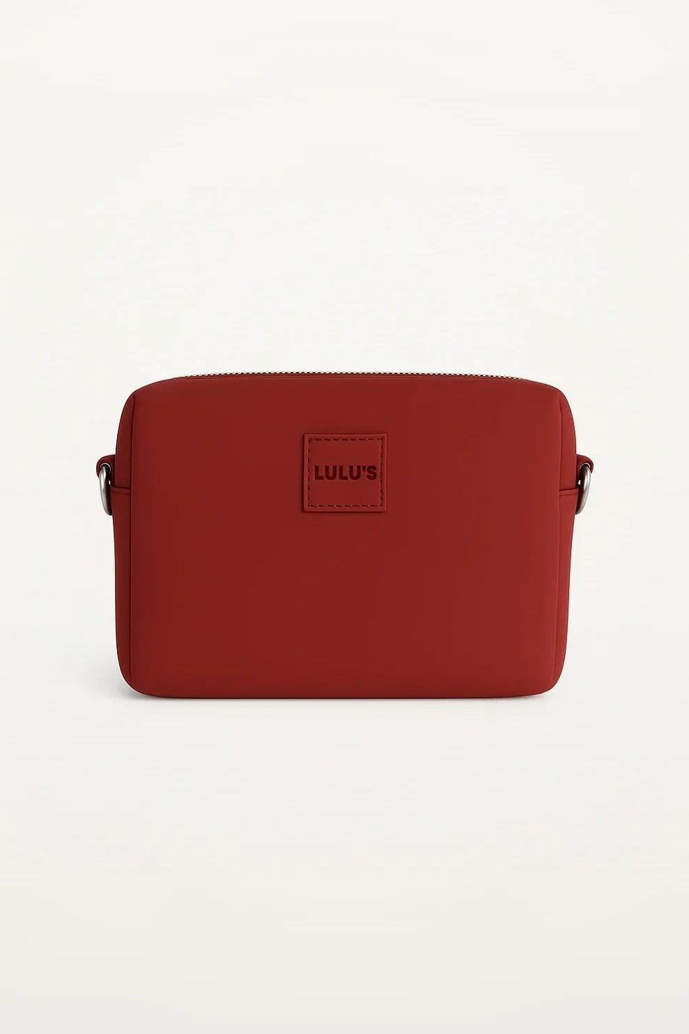 Cherry Red Lulu's from Cali horizontal dog walking pouch with embossed logo patch