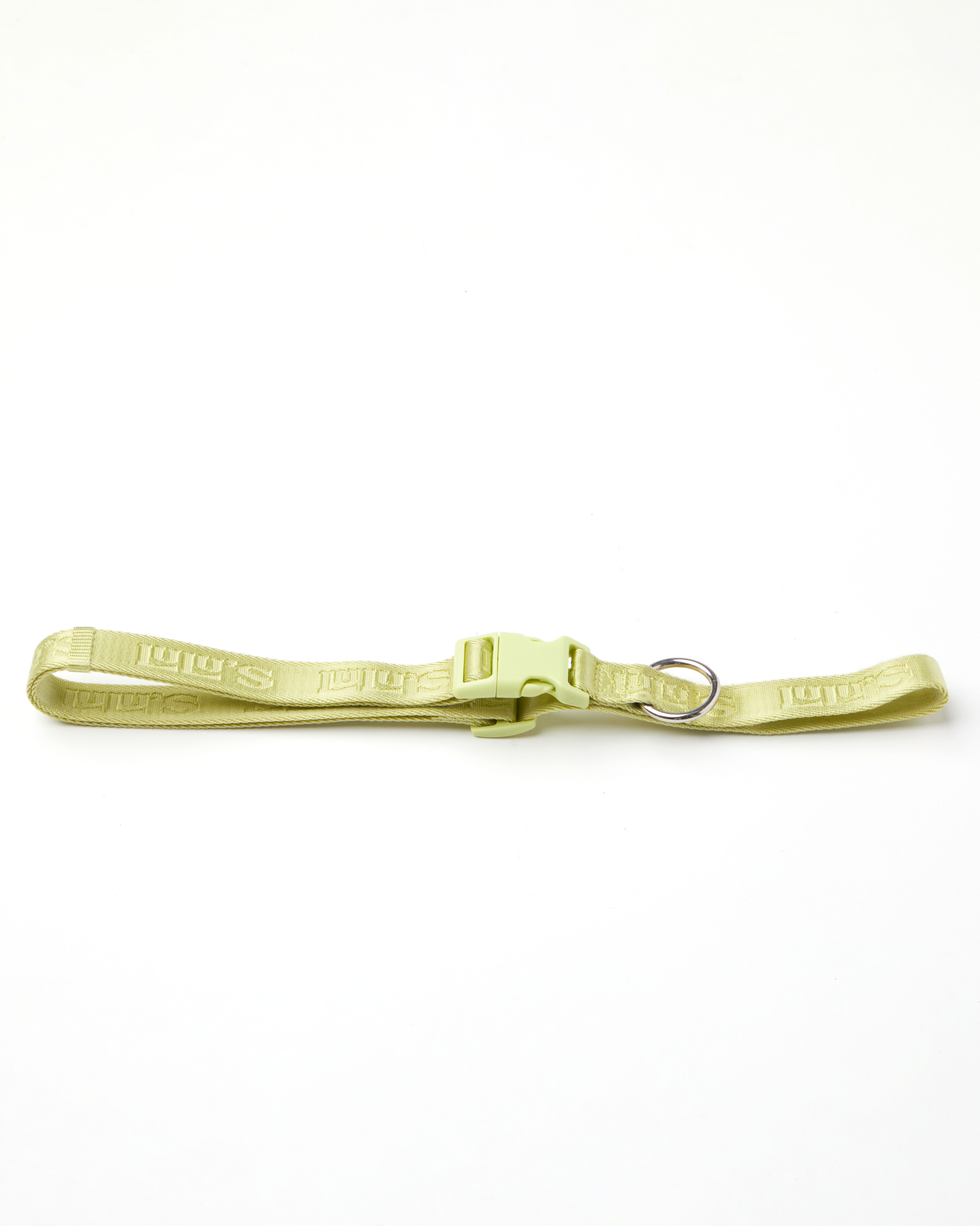  Matcha Green Lulu's waist belt with a buckle and metal ring, designed for attaching a leash and poop bag holder, featuring a durable and sleek design.