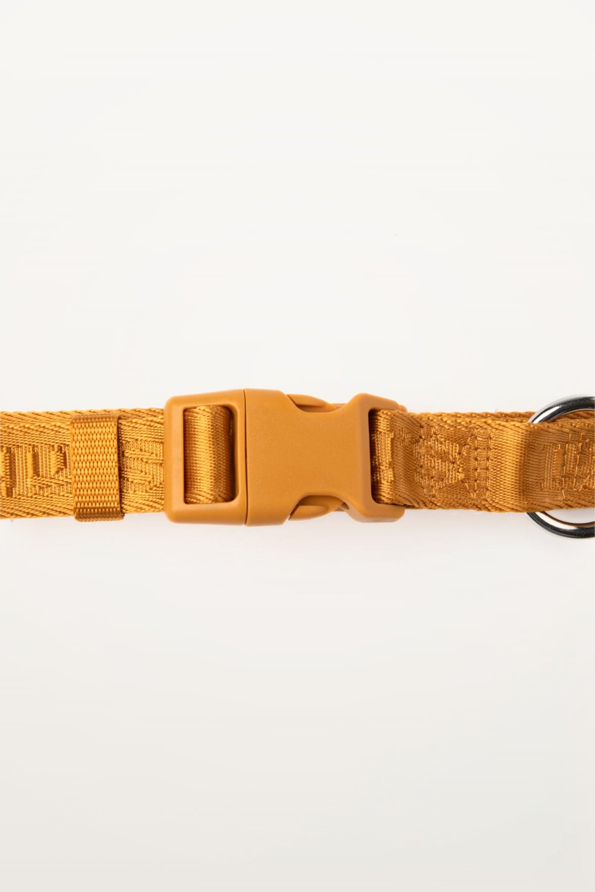 Sand Orange Lulu's from Cali walking belt buckle with woven logo and metal ring