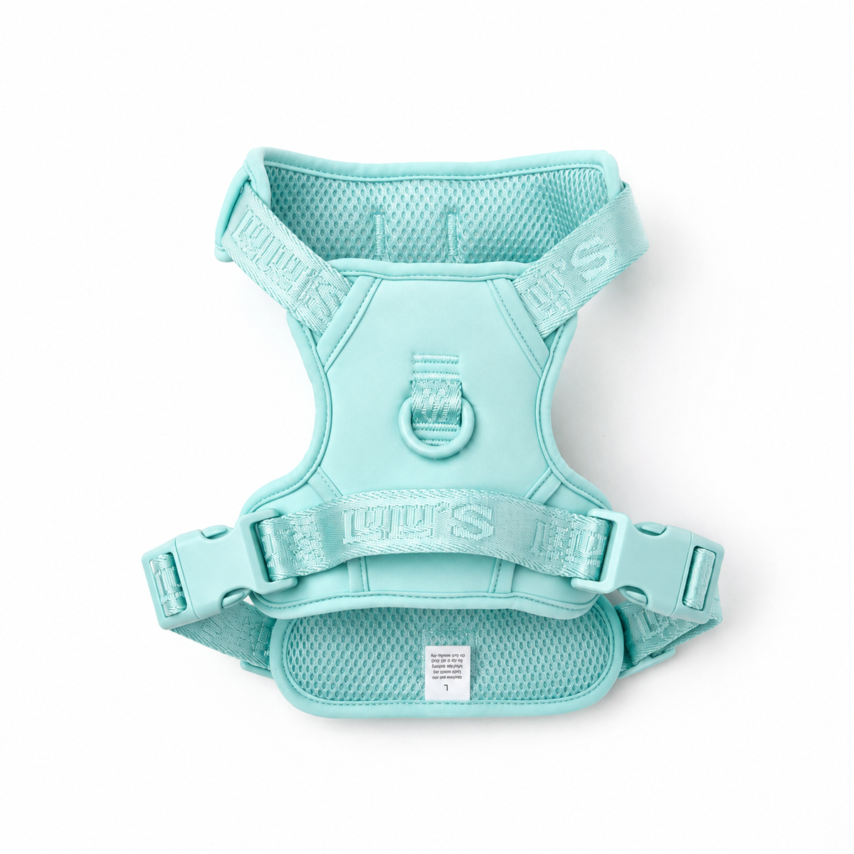 Cali Blue Lulu’s from Cali adjustable dog harness, back view